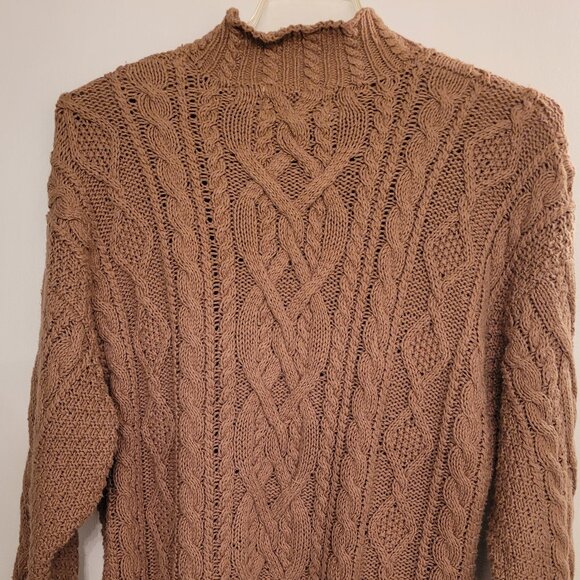 Women’s Handknit Sweater For The Limited Brown Turtleneck Pullover Long Sleeve M - Picture 2 of 5